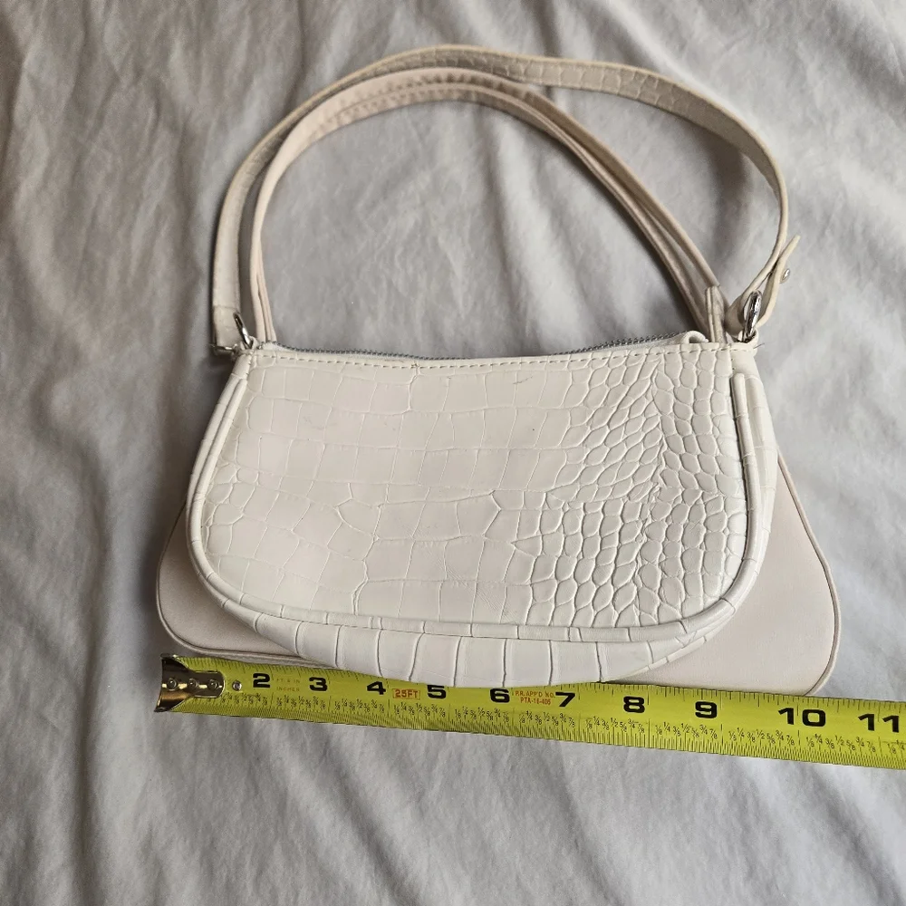 Set 2: Ivory Mini Purse shoulder bags - alligator & satin zip top 90s y2k - Picture 6 of 8
